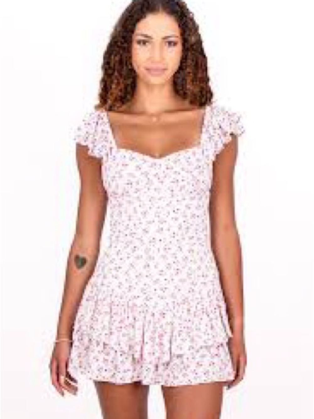 Girls' Pink Floral Ruffle Strap Dress